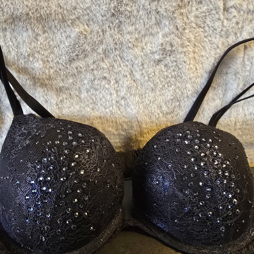Victoria's Secret Black Rhinestone Bra Intimates